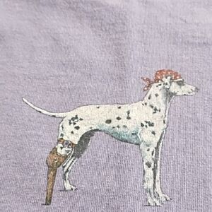 Dalmation Dog Thick Washed Cotton Graphic Humorous T-shirt Antique Truck Chicken